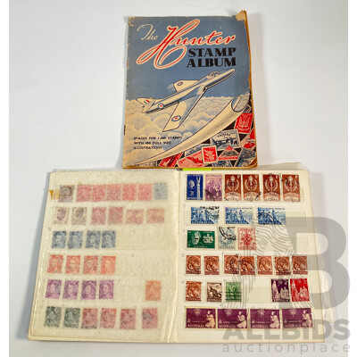 Album of Australian Stamps Spanning 1880's Pre Federation to Early Decimal with Vintage Hunter International Album