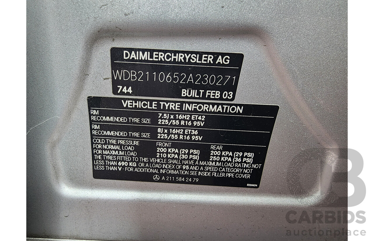 3/2003 Mercedes-Benz E320 Avantgarde 211 4d Sedan Silver 3.2L