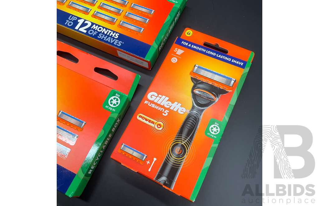 GILLETTE Pro Fusion5 Power Razors and Razor Blade Refills (12 Pack 2x) - Lot of 3