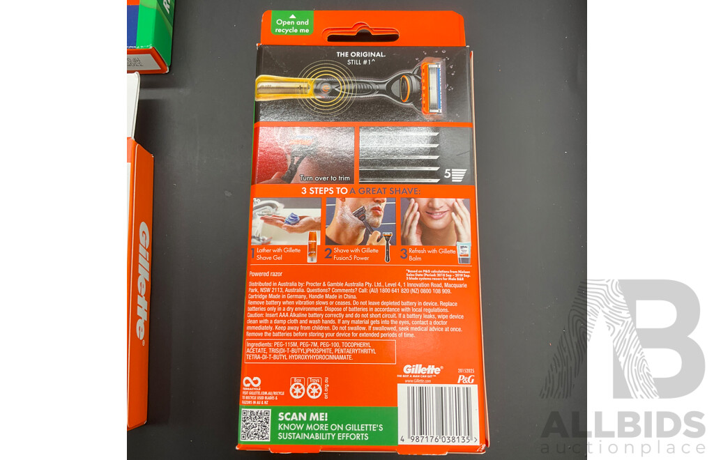 GILLETTE Pro Fusion5 Power Razors and Razor Blade Refills (12 Pack 2x) - Lot of 3