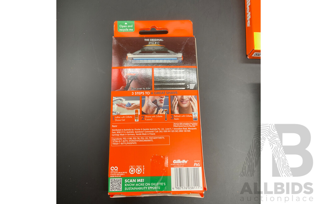 GILLETTE Pro Fusion5 Razors and Razor Blade Refills (12 Pack 2x) - Lot of 3