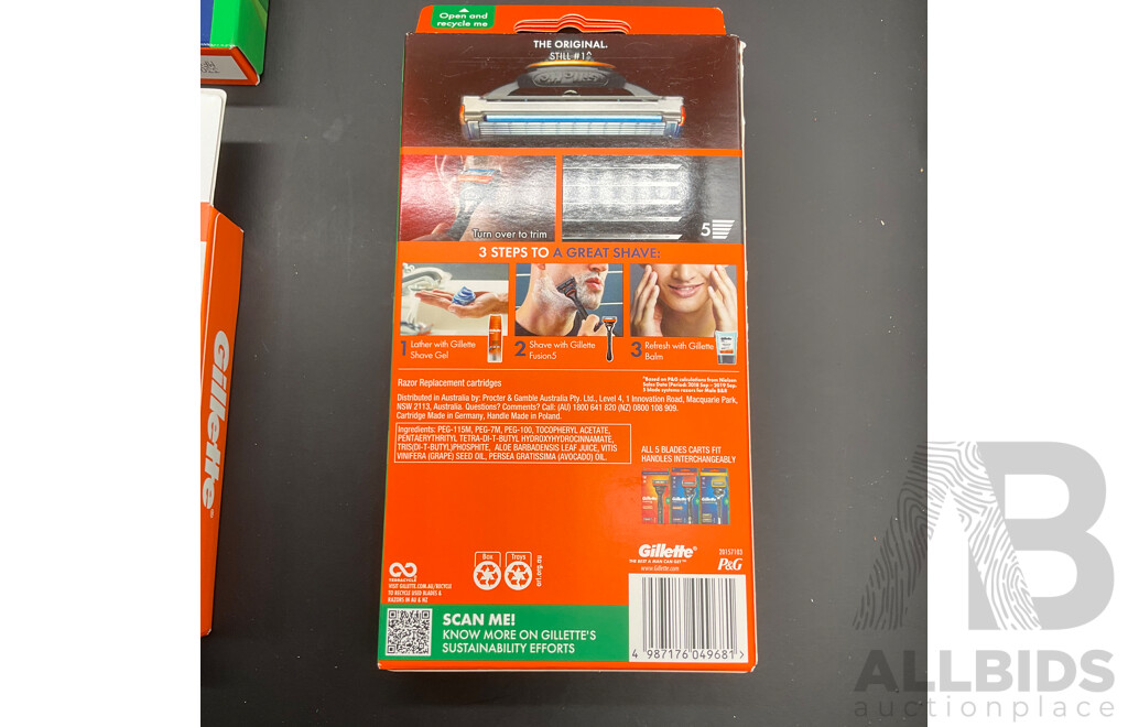 GILLETTE Pro Fusion5 Razors and Razor Blade Refills (12 Pack 2x) - Lot of 3