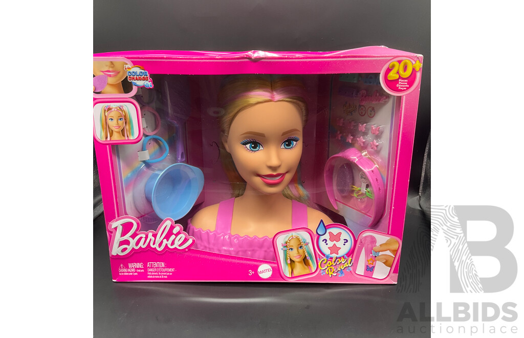 BARBIE Doll Styling Head and MARVEL Spider-Man Remote Control Wall Climber Toy Car (2x) - Lot of 3