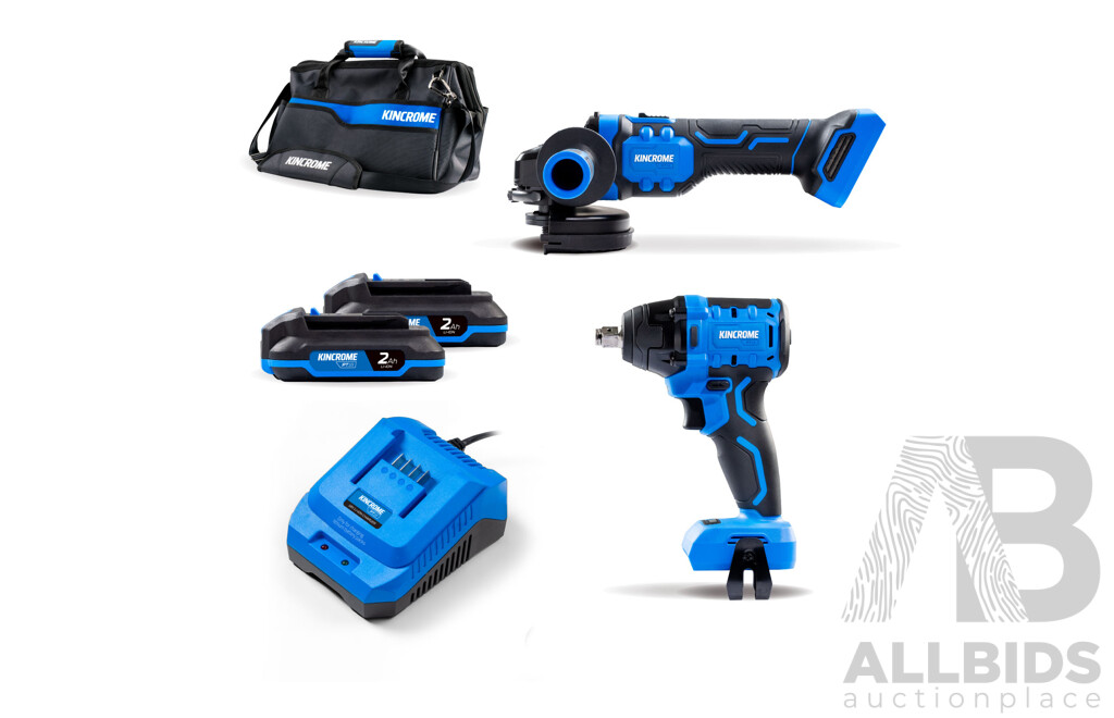 KINCROME PT18 18V 2 Piece Brushless Wrench & Grinder Combo Kit