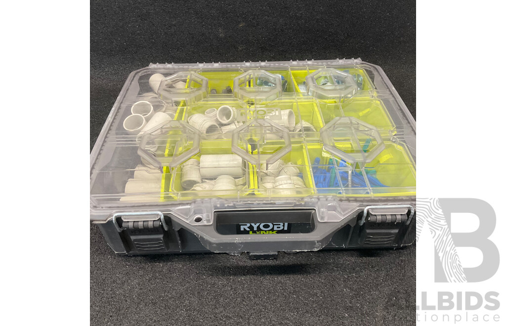 RYOBI LINK Small Parts Organizer with Plumbing Fittings and Accessories