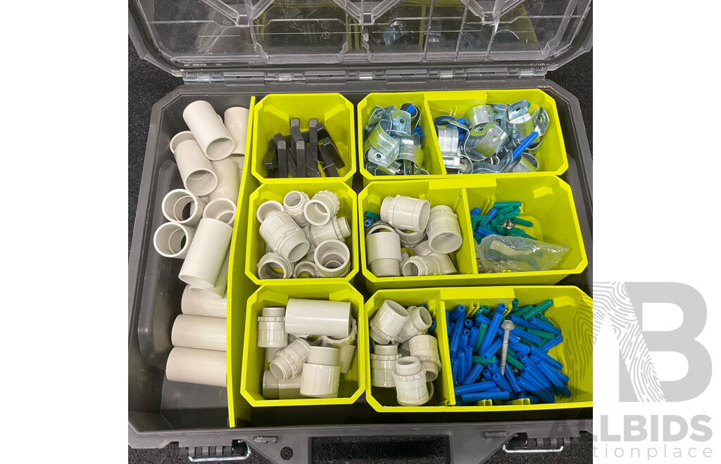RYOBI LINK Small Parts Organizer with Plumbing Fittings and Accessories