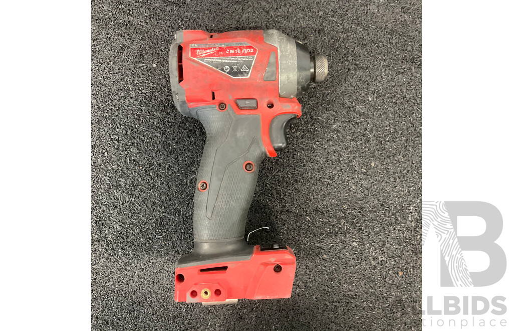 MILWAUKEE M18 Impact Driver (M18FID2) with 5.0Ah Battery and Battery Charger (M12-18FC) - Lot of 3