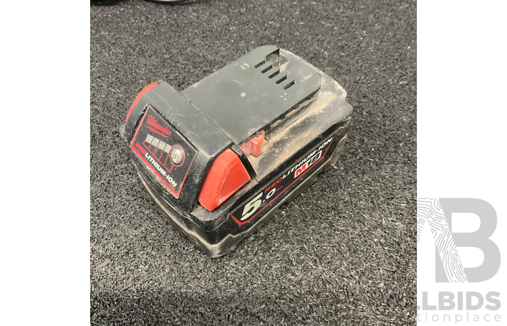MILWAUKEE M18 Impact Driver (M18FID2) with 5.0Ah Battery and Battery Charger (M12-18FC) - Lot of 3