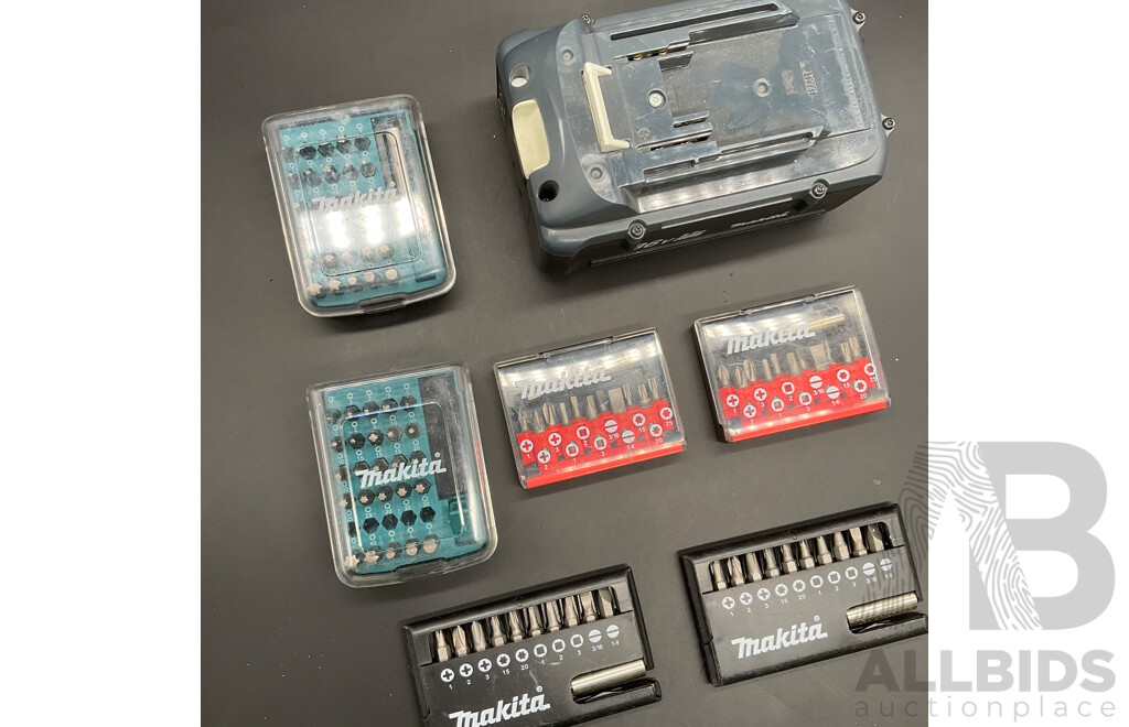 MAKITA 36V 2.2Ah Battery and Assorted Tool Accessories - Lot of 7