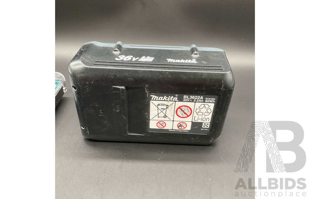 MAKITA 36V 2.2Ah Battery and Assorted Tool Accessories - Lot of 7