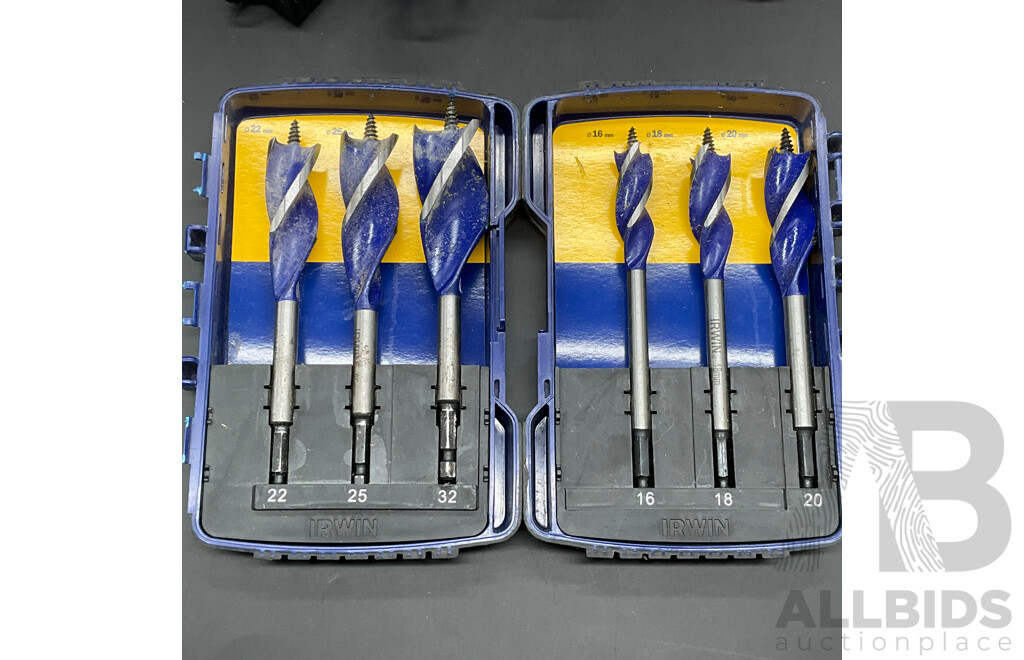 OZITO X 18V Hammer Drill with 4.0Ah Battery, Assorted Battery Chargeres and IRWIN 6-Piece Drill Bit Set  - Lot of 6