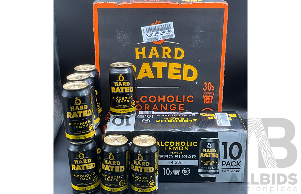 HARD RATED Alcoholic Mix Drinks - Assorted Flavors - Lot of 49