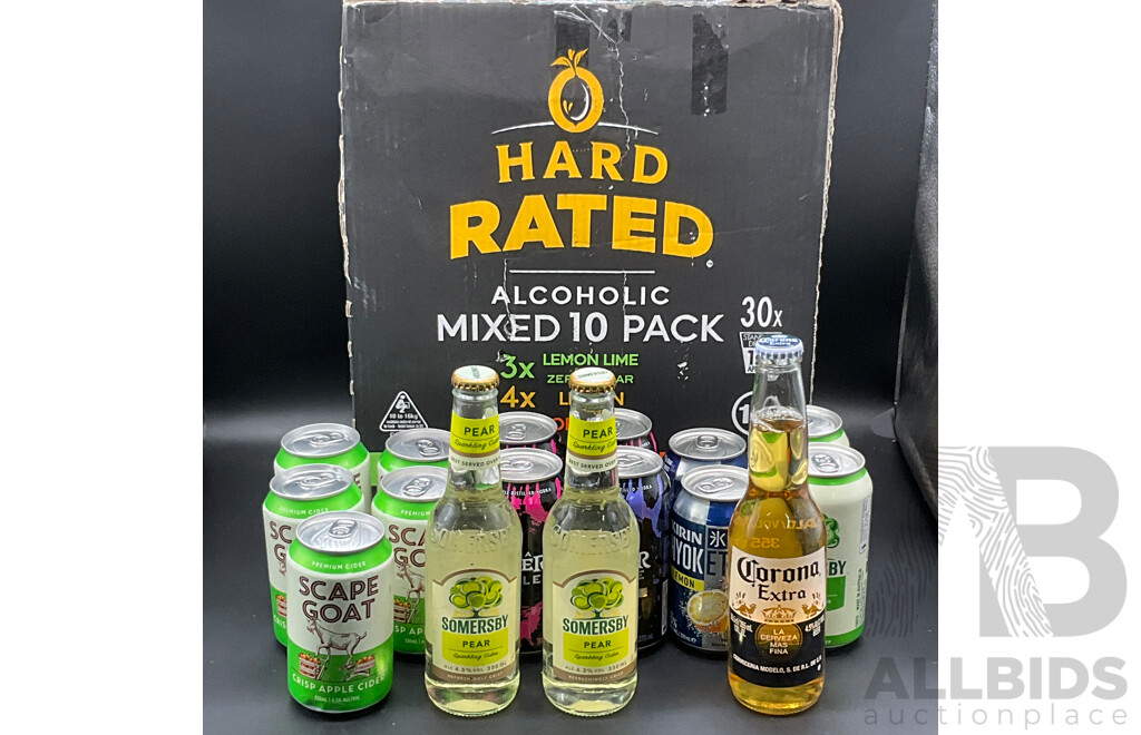 HARD RATED and Others Alcoholic Mix Drinks - Assorted Flavors - Lot of 46
