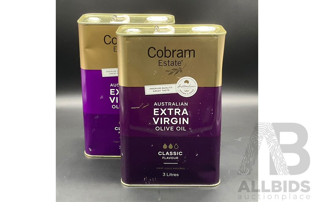 COBRAM ESTATE Australian Extra Virgin Olive Oil 3L - Lot of 2