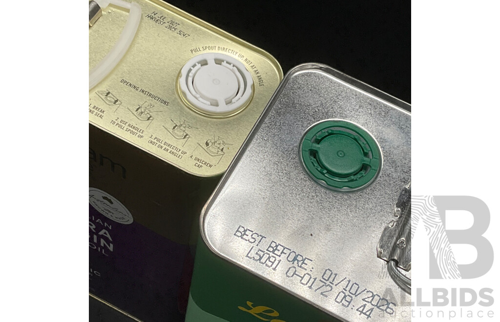 COBRAM ESTATE Australian Extra Virgin Olive Oil 3L and LaGINA Classic Olive Olil 4L - Lot of 2