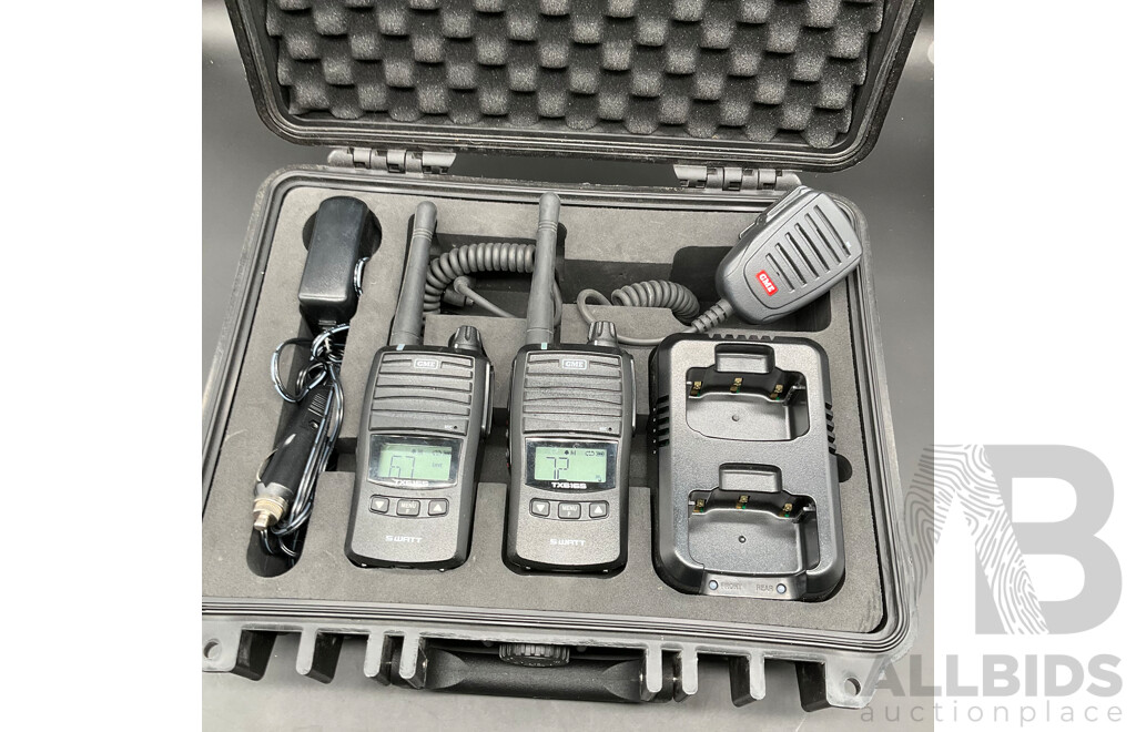 GME UHF CB Handheld Radio Including Accessories - (Twin Pack )