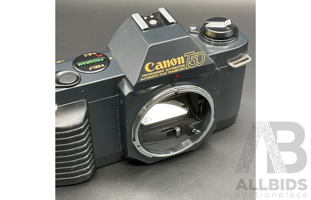 CANON T50 Film Camera with 35-70mm Lens and Cover and TOKINA SD 70-210mm Lens