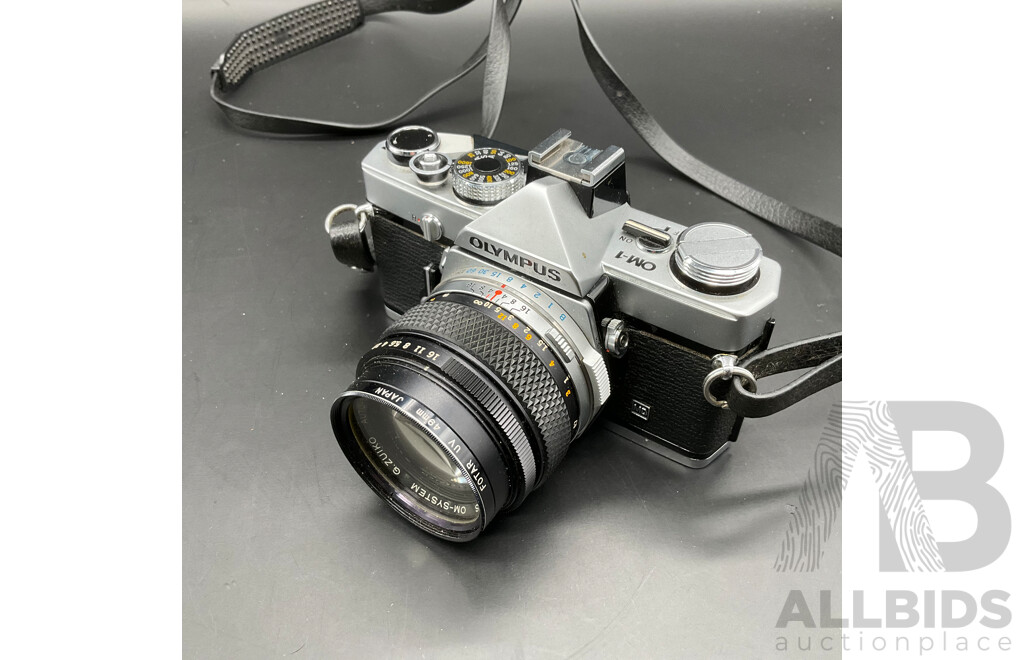 OLYMPUS OM-1 SLR Film Camera with G.Zuiko  50mm Lens and Case