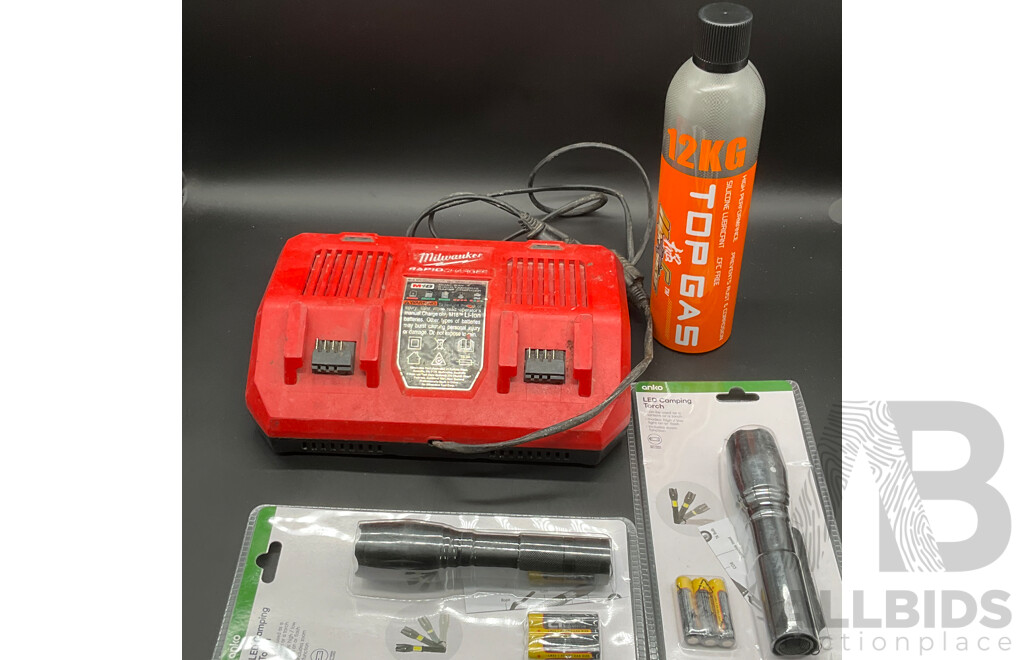 MILWAUKEE Dual Rapid Charger, Top Gas and Led Torch (2x) - Lot of 4