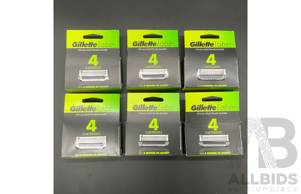 GILLETTE LABS Razor Blade Refills (4 Packs) - Lot of 6
