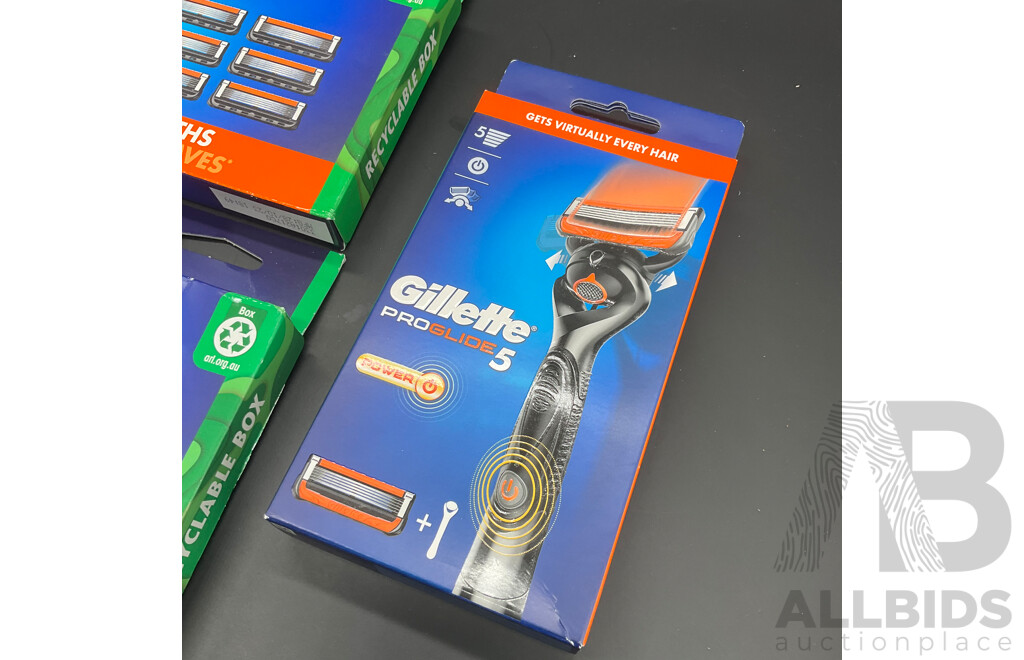 GILLETTE Pro Glide5 Power Razor and Razor Blade Refills (12 Packs X2) - Lot of 3