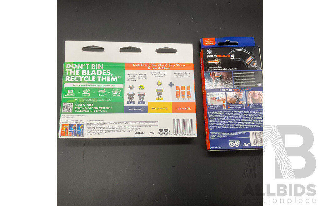 GILLETTE Pro Glide5 Power Razor and Razor Blade Refills (12 Packs X2) - Lot of 3