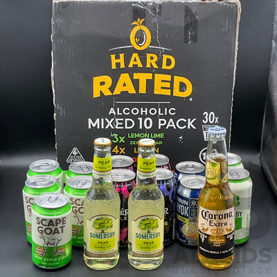 HARD RATED and Others Alcoholic Mix Drinks - Assorted Flavors - Lot of 46