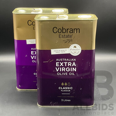 COBRAM ESTATE Australian Extra Virgin Olive Oil 3L - Lot of 2