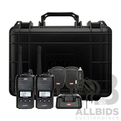 GME UHF CB Handheld Radio Including Accessories - (Twin Pack )
