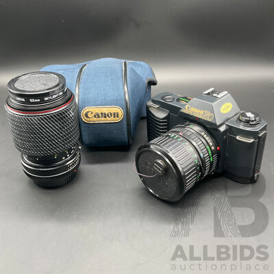 CANON T50 Film Camera with 35-70mm Lens and Cover and TOKINA SD 70-210mm Lens