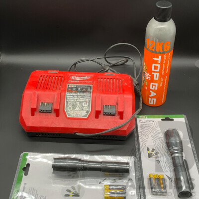 MILWAUKEE Dual Rapid Charger, Top Gas and Led Torch (2x) - Lot of 4