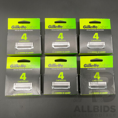 GILLETTE LABS Razor Blade Refills (4 Packs) - Lot of 6