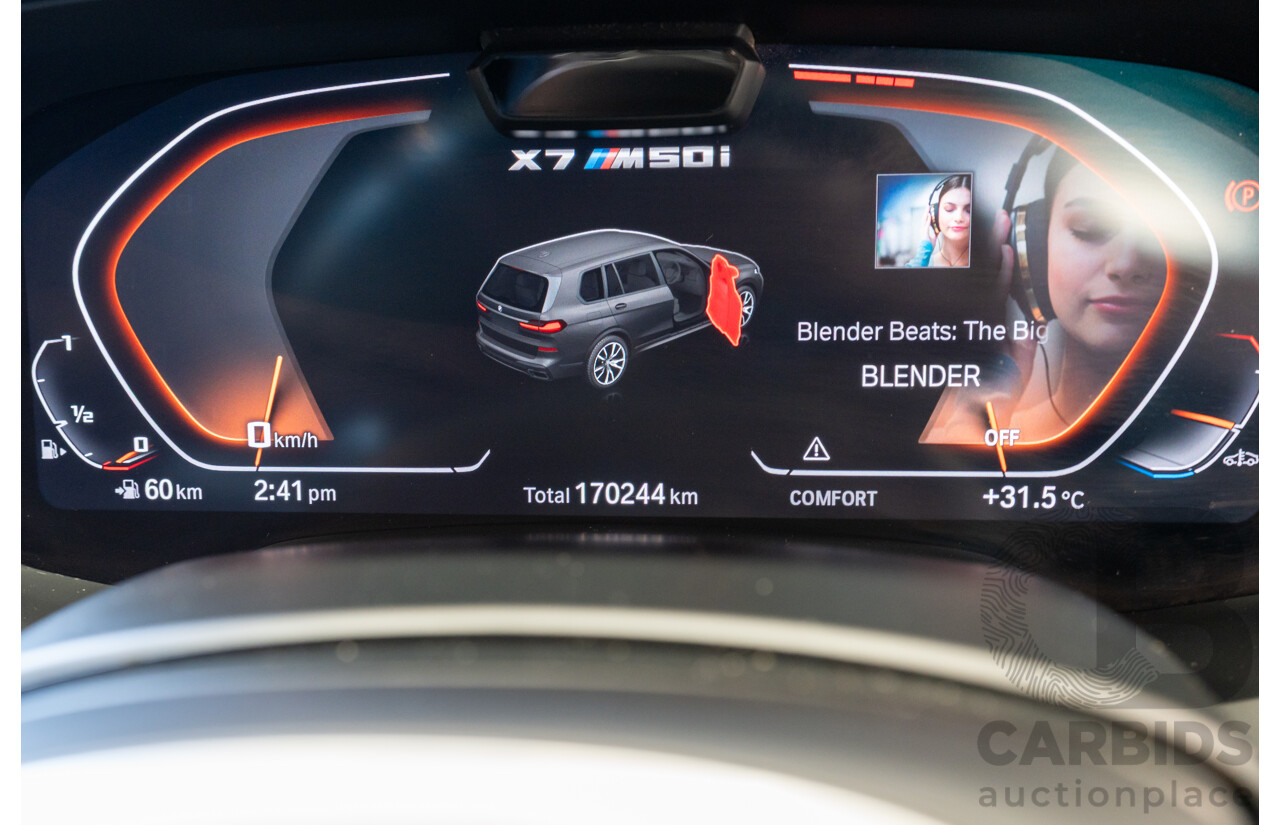 08/2020 BMW X7 M50i (AWD) G07 4d Wagon Phytonic Blue Metallic Twin Turbo V8 4.4L - 7 Seater