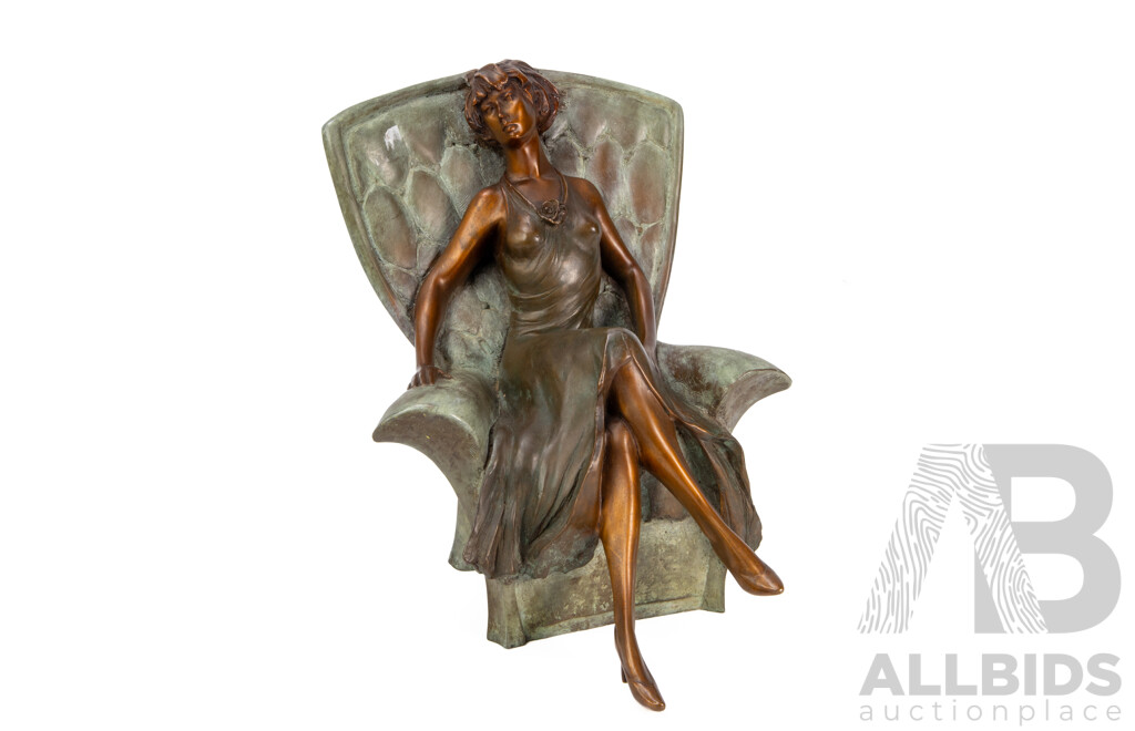 Cast Bronze of a Seated Lady