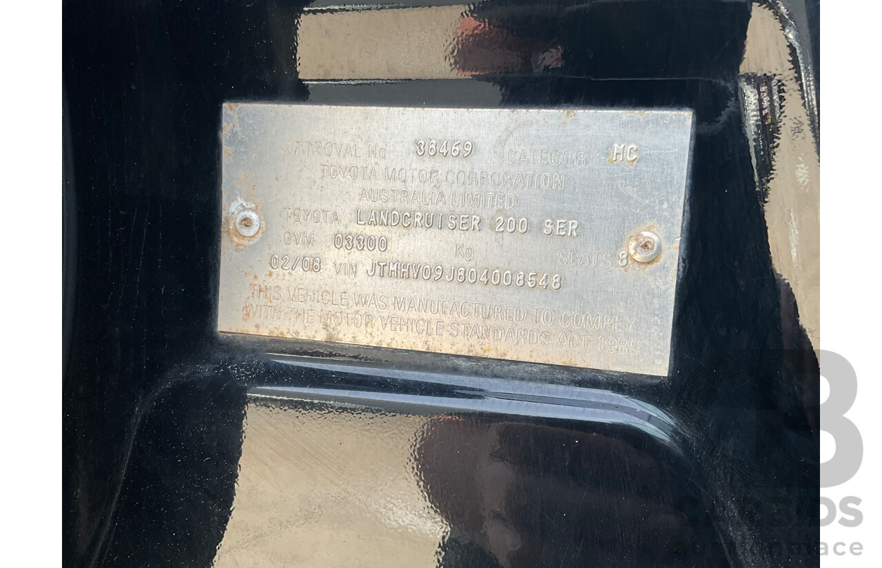 2/2008 Toyota Landcruiser GXL (4x4) VDJ200R 4d Wagon Ebony Black Turbo Diesel V8 4.5L