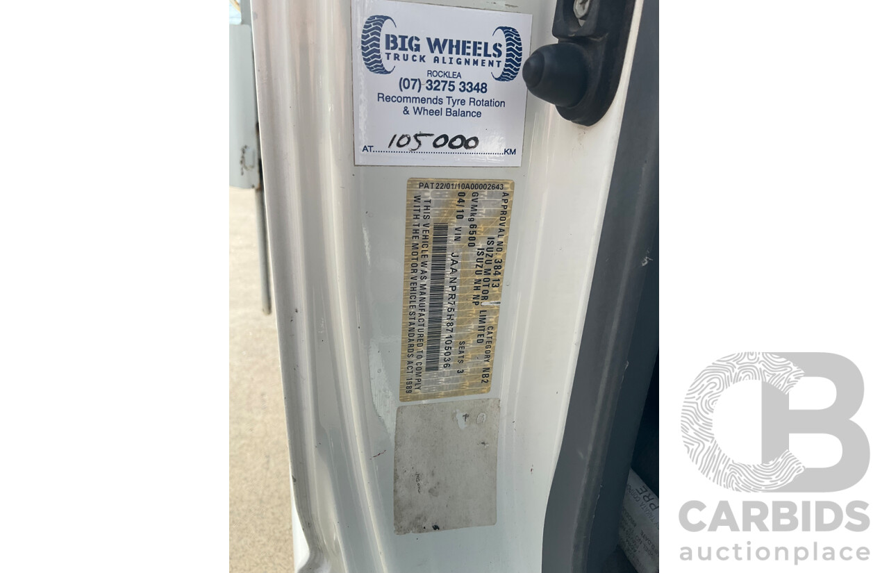 04/2010 Isuzu NPR 300 Medium (4x2) NH Tipper White Turbo Diesel 5.2L - Custom Hiab Crane/Tipper