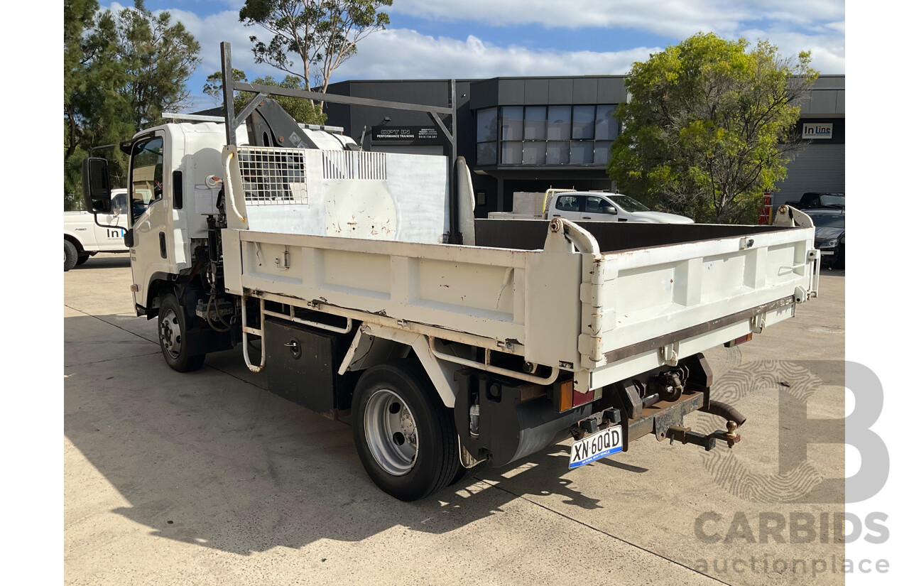 04/2010 Isuzu NPR 300 Medium (4x2) NH Tipper White Turbo Diesel 5.2L - Custom Hiab Crane/Tipper
