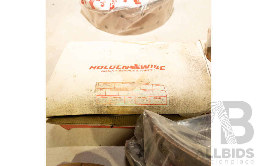 Collection of Eight NOS Genuine Holden Brake Shoes and Two PBR Brake Calipers