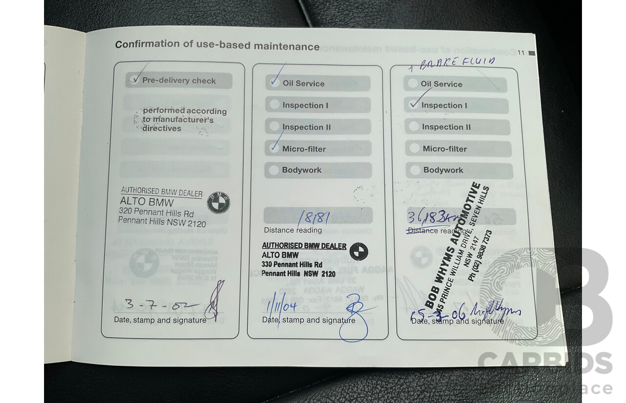 6/2002 BMW 330i E46 4d Sedan Orient Blue Metallic 3.0L