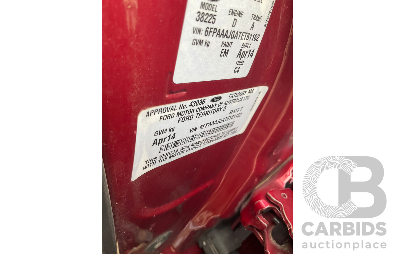4/2014 Ford Territory TS (RWD) SZ 4d Wagon Red Turbo Diesel V6 2.7L