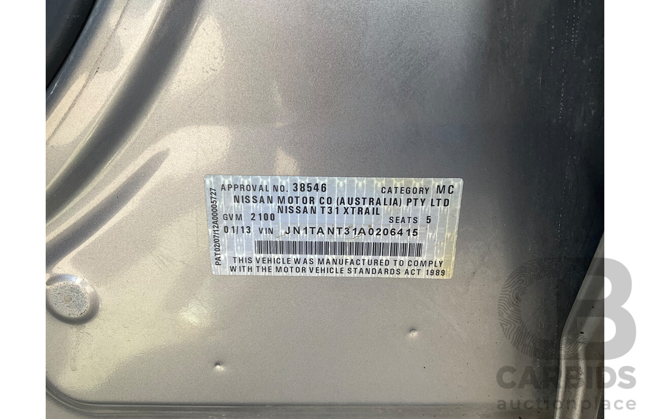 1/2013 Nissan X-Trail ST (4x4) T31 Series 5 4d Wagon Grey 2.5L