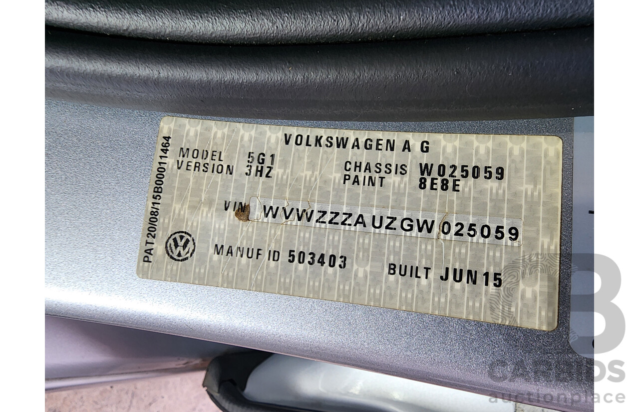 10/2015 Volkswagen Golf 92 TSI Comfortline AU MY16 5d Hatchback Silver 1.4L