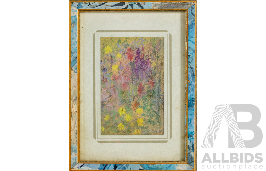 Artists Unknown (Early-Mid 20th Century), Purple Irises & Pink Posy, Pair of Lovely Original Vintage Hand Made Needlepoint & Miniature Pastel on Brown Paper, 19 x 19 cm (frames largest) (3)