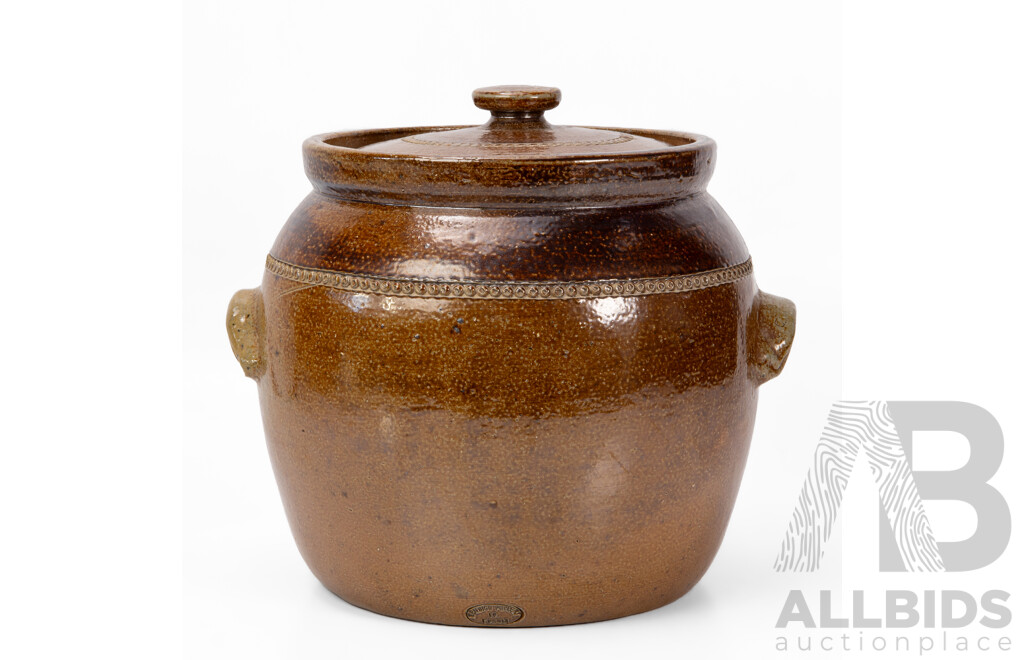 Bendigo Pottery Lidded Bread Crock