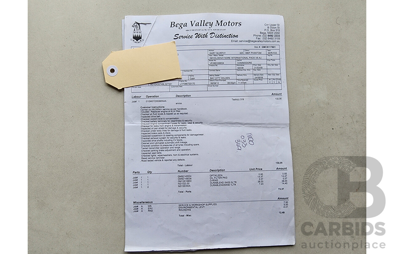 3/2009 Holden Commodore International VE MY09.5 4d Sedan Black 3.6L