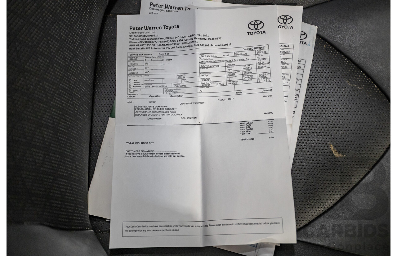 07/2018 Toyota Camry SX ASV70R MY18 4d Sedan Lunar Blue V6 3.5L