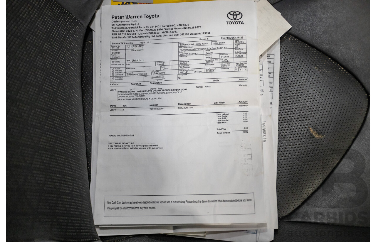 07/2018 Toyota Camry SX ASV70R MY18 4d Sedan Lunar Blue V6 3.5L