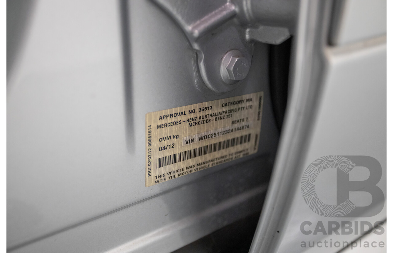 4/2012 Mercedes Benz R350 CDI (AWD) 251 MY12 4d Wagon Iridium Silver Metallic Turbo Diesel V6 3.0L - 7 Seater