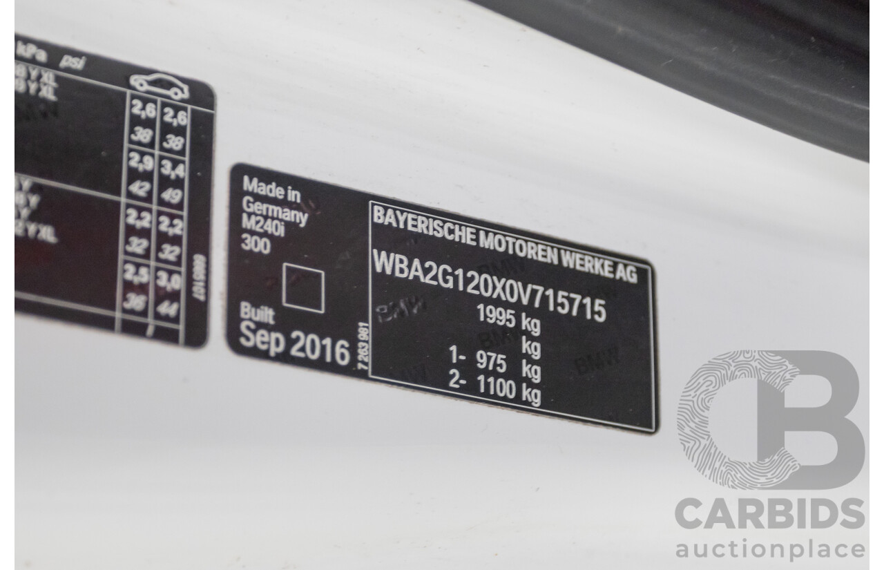 1/2017 BMW M240i F22 MY17 2d Coupe White / Wrapped Lime Green Turbo 3.0L