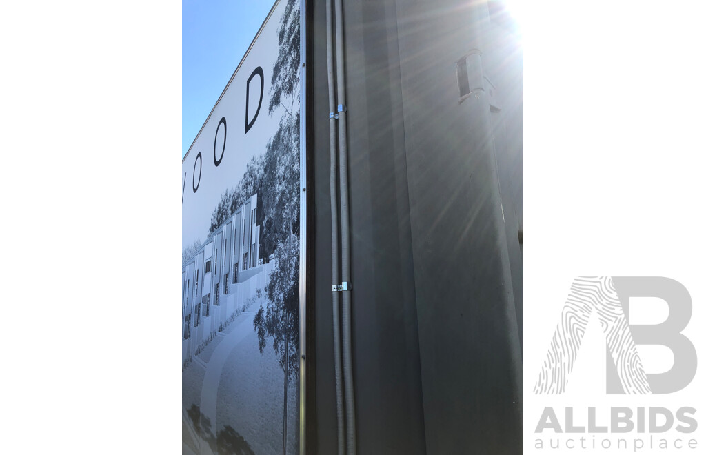 20 Foot Shipping Container Modified with Kitchen/Toilet/Vanity and Display Shower